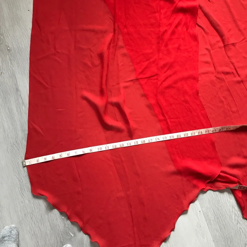 WOMENS SILK RED WRAP STOLE SCARF LETTUCE HEM CHIFFON STOLE